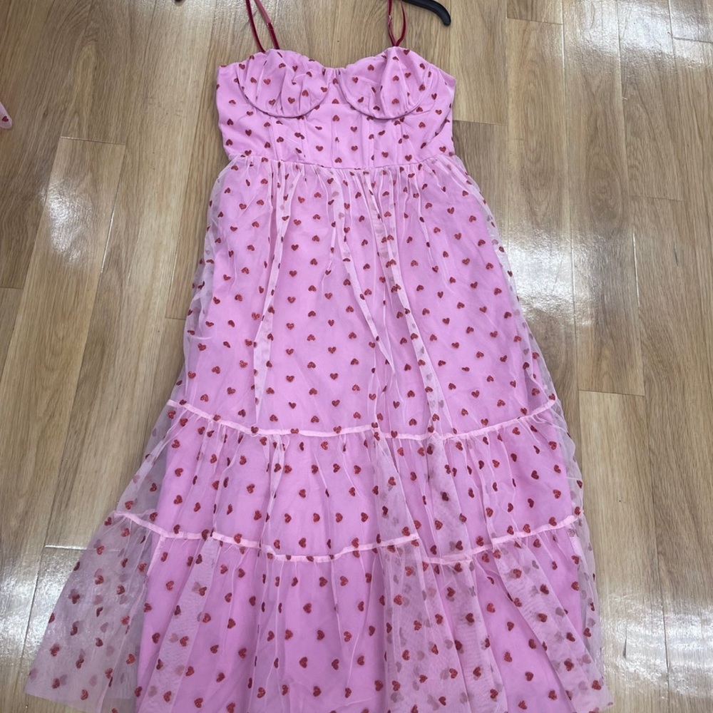 Betsey Johnson Heart Dress metallic heart mesh velvet Size 2